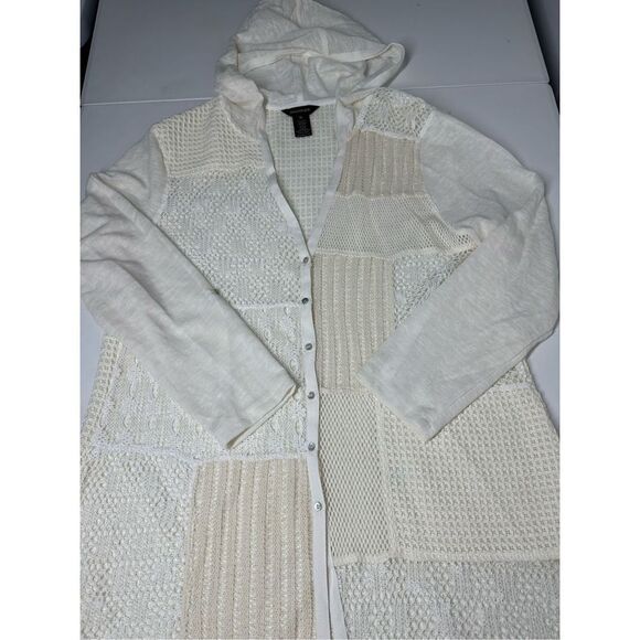 Multiples  Boho Crochet  Patchwork Duster Cardigan Cream Size XL - Picture 9 of 14